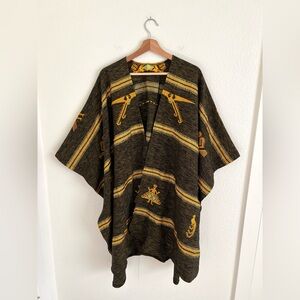 VINTAGE peruvian metallic gold embroidered open shawl / OS